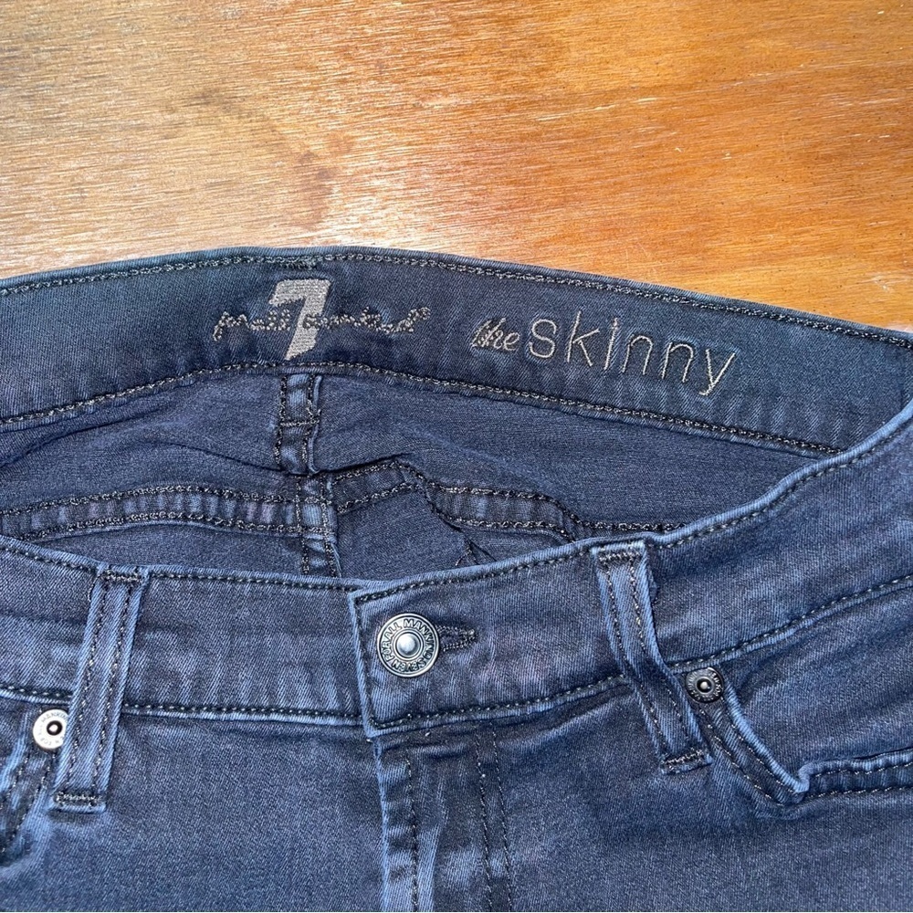 7 For All Mankind Womens Black The Skinny Jeans - Picture 6 of 6